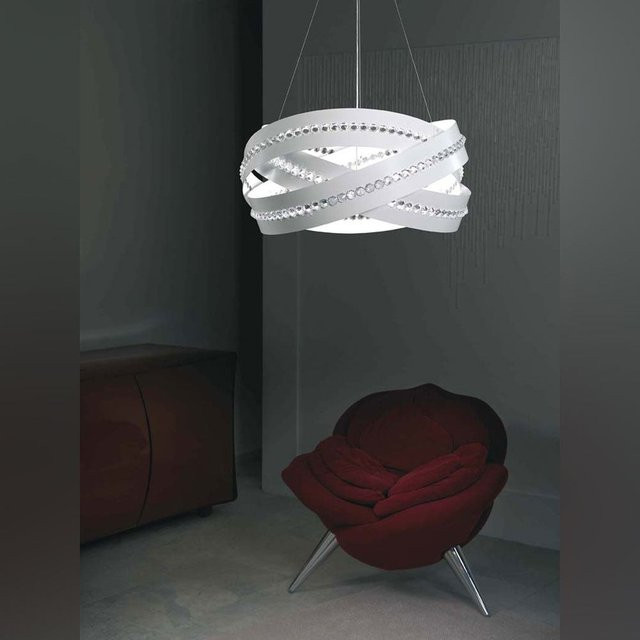 Marchetti Essentia S120 LED-Pendelleuchte in Weiß mit Kristall-Elementen - Bild 1