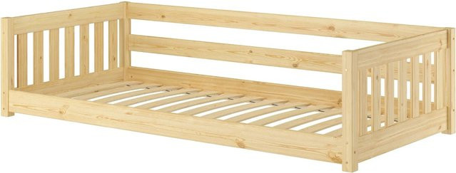 Erst-Holz Kinder-Niederflurbett aus Massivholz Kiefer und Birke mit Sicherung, Farbe Beige, B/T/H: 90 x 200 x 15 cm - Bild 1