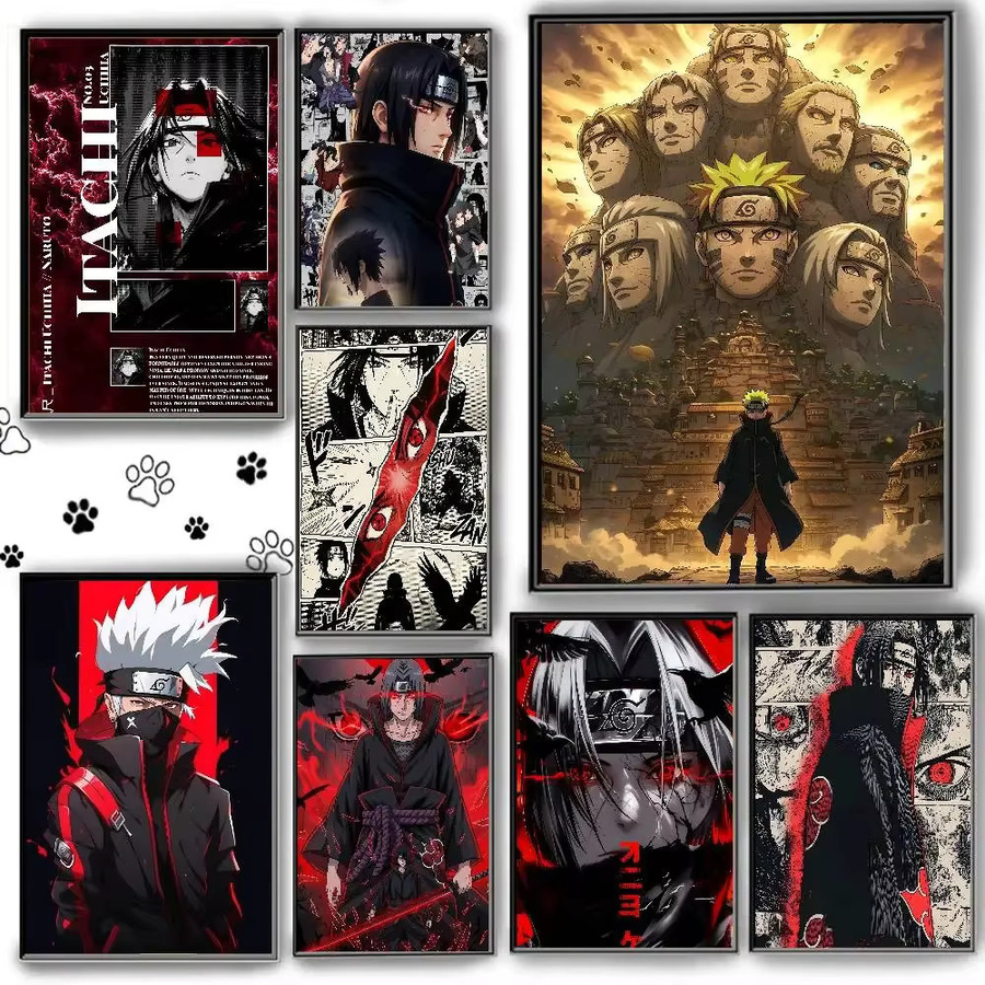 Bandai Klebeposter Naruto Charaktere Sasuke Itachi Uzumaki Madara Kakashi Pain Minato HD-Kunst Wasserfeste Wanddekoration Mehrfarbig - Bild 6