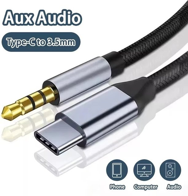 VORTNGLE USB-C auf 3,5-mm-Klinke AUX Audiokabel Adapter in Schwarz für HiFi-Kopfhörer und Auto-Lautsprecher, kompatibel mit iPhone 16 Pro, Samsung, Xiaomi, Huawei und Google - Bild 1
