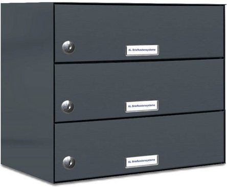 AL Briefkasten-System für 3 Parteien mit Zaundurchwurf, grau, B/H/T: 153,29 x 90 x 34,5 x 27,5 cm - Bild 1