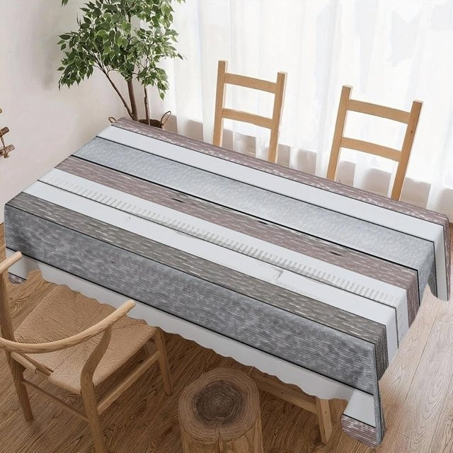 Wasserdichte rechteckige Tischdecke von JINGYUE Pet mit Holzplankenmuster in Grau, B/T: 100 x 160 cm - Bild 1