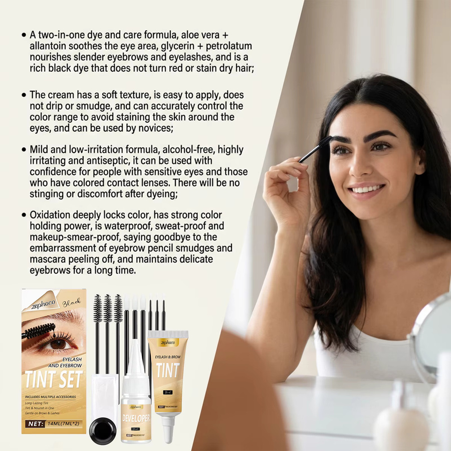 zephoco Augenbrauen- und Wimpern-Färbeset, Unisex - Bild 2