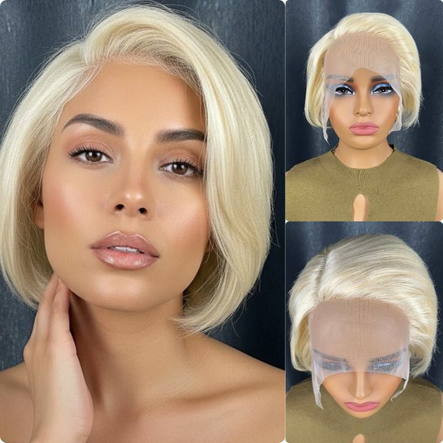 OYM HAIR Echthaar-Perücke, Pixie-Schnitt, Spitzenfront, Damen - Bild 1