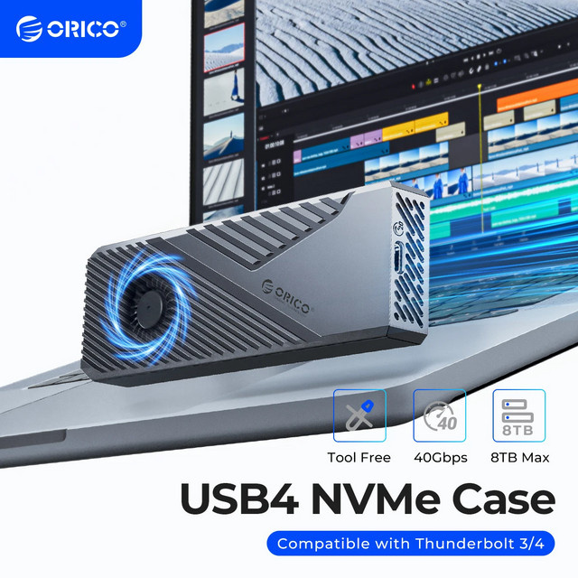 ORICO USB4 NVMe M.2 Gehäuse mit 40 Gbit/s, Aluminium, Grau, kompatibel mit Thunderbolt 3/4 für Mac Mini und iMac - Bild 1
