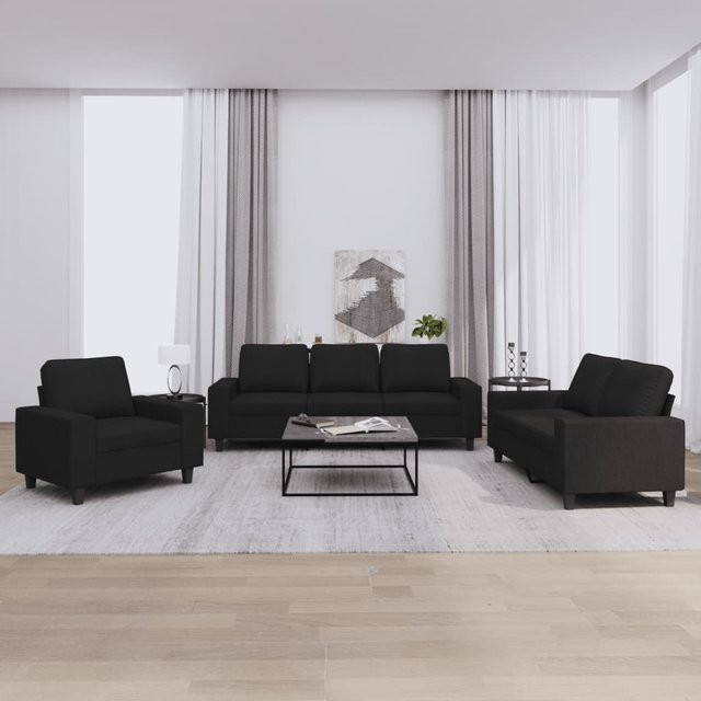 vidaXL 3-teilige Sofagarnitur aus Stoff in Schwarz - Bild 3