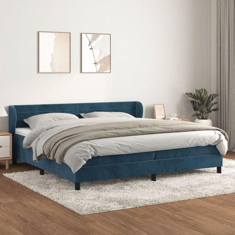 Vidaxl Boxspringbett mit Matratze aus Samt in Blau B/T/H: 200 x 200 x 200 cm - Bild 1