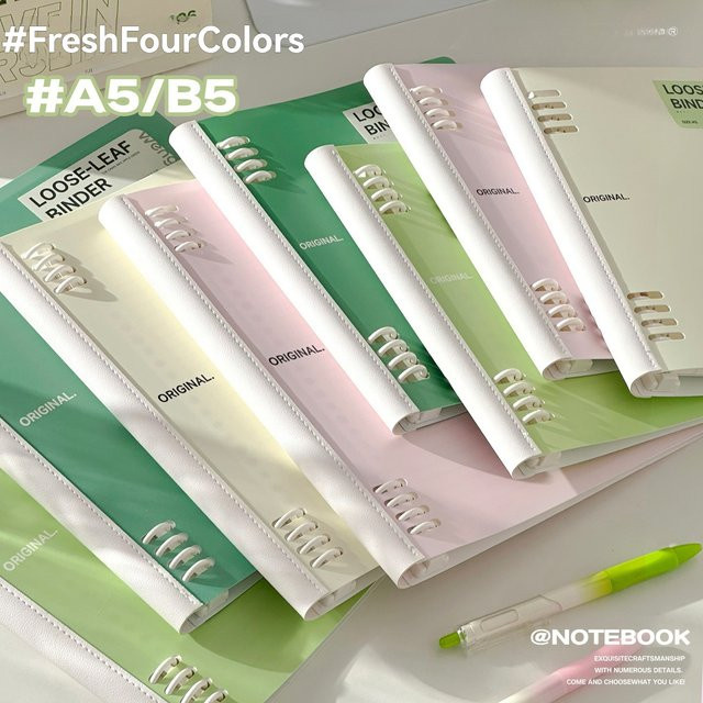 Qingyaji Notizbuch Serie A5/B5 mit Softcover aus Kunstleder in Grün, liniertes Papier, abnehmbare Blätter - Bild 1