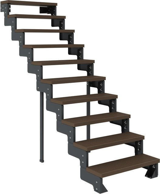 Dolle Außentreppe Gardentop aus Stahl und Holz in Anthrazit und Braun mit 10 Stufen und einer Breite von 100 cm ohne Geländer - Bild 1