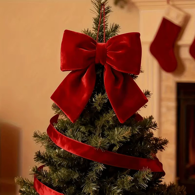 DUTRIEUX Weihnachtsdekoration mit roter Schleife aus Textil für Weihnachtsbaum und Party - Bild 2