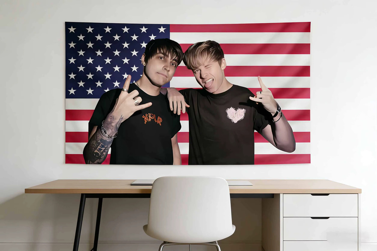 Jake&Johnnie Sam Colby Wandteppich mit amerikanischer Flagge, Sterne und Streifen, Wandbehang in Multicolour, B: 60 cm, H: 40 cm - Bild 3