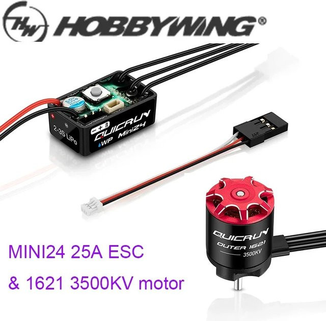 HOBBYWING QuicRun WP Mini24 25A ESC und 1621 3500KV Motor, Bürstenlos, Sensorlos, Set / Bundle - Bild 1