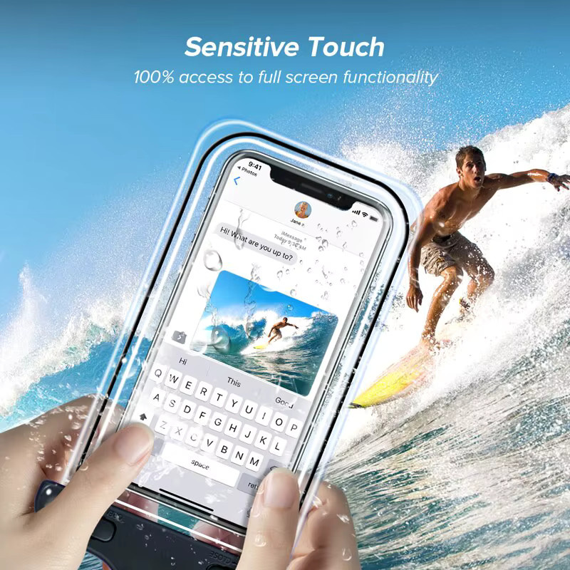 Ricestate Wasserdichte Airbag Handyhülle mit Schwimmfunktion für iPhone, Samsung, Xiaomi und Huawei in Pink und Transparent - Bild 3