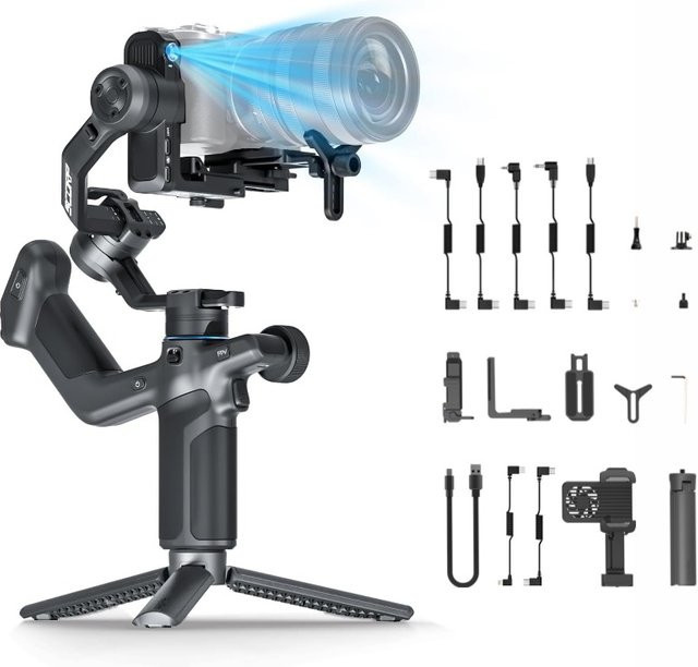 FeiyuTech SCORP Mini 3 Kit Gimbal-Stabilisator in Schwarz mit integrierter 4.0 intelligenter KI-Verfolgung für Spiegellose Kameras und Smartphones - Bild 1