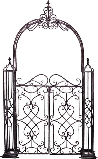 DELUKE Gartentor CLARA Fußgängertor mit Rosenbogen aus Stahl in Schwarz, H x B x T: 245 x 150 x 23,5 cm - Bild 1