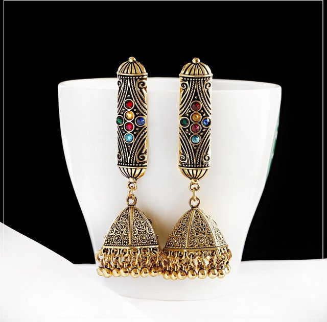 Lucky Star Jewelry Ohrringe, Zirkon, Damen, Jhumka - Bild 1