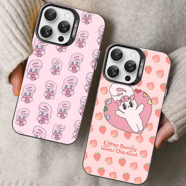 Esther Bunny Handyhülle für iPhone 11 bis iPhone 16 Pro Max, matt und stoßfest, Farbe: Pink - Bild 1