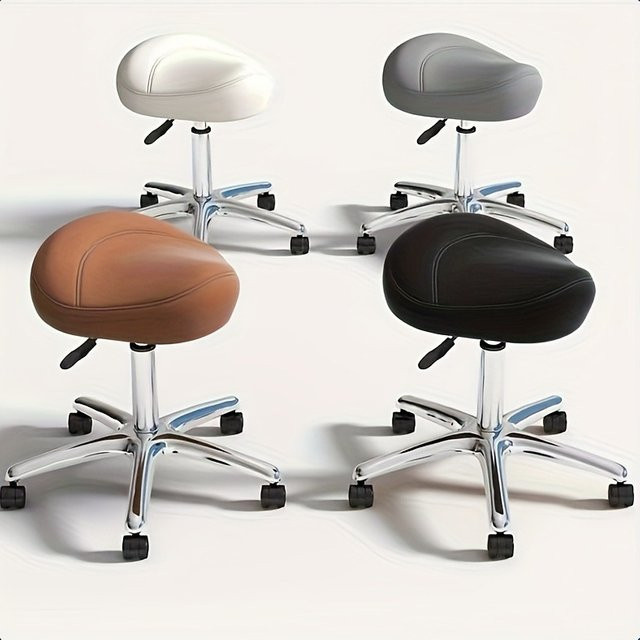 LIUSHADUOLA Professioneller Salonstuhl in Schwarz mit Rollen, hydraulisch höhenverstellbar und 360-Grad drehbar, ergonomischer Friseurstuhl aus Kunstleder - Bild 1