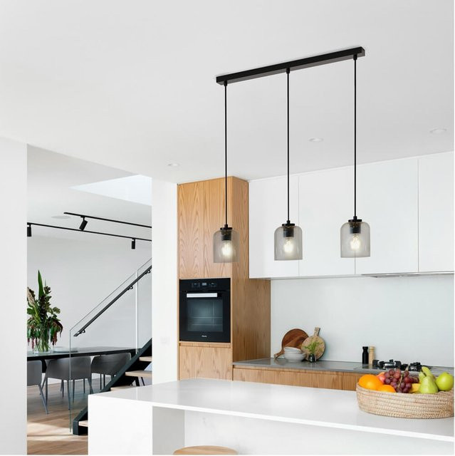 HOME DELUXE Hängeleuchte SELINA aus Glas in Rauchgrau und Schwarz - Bild 1
