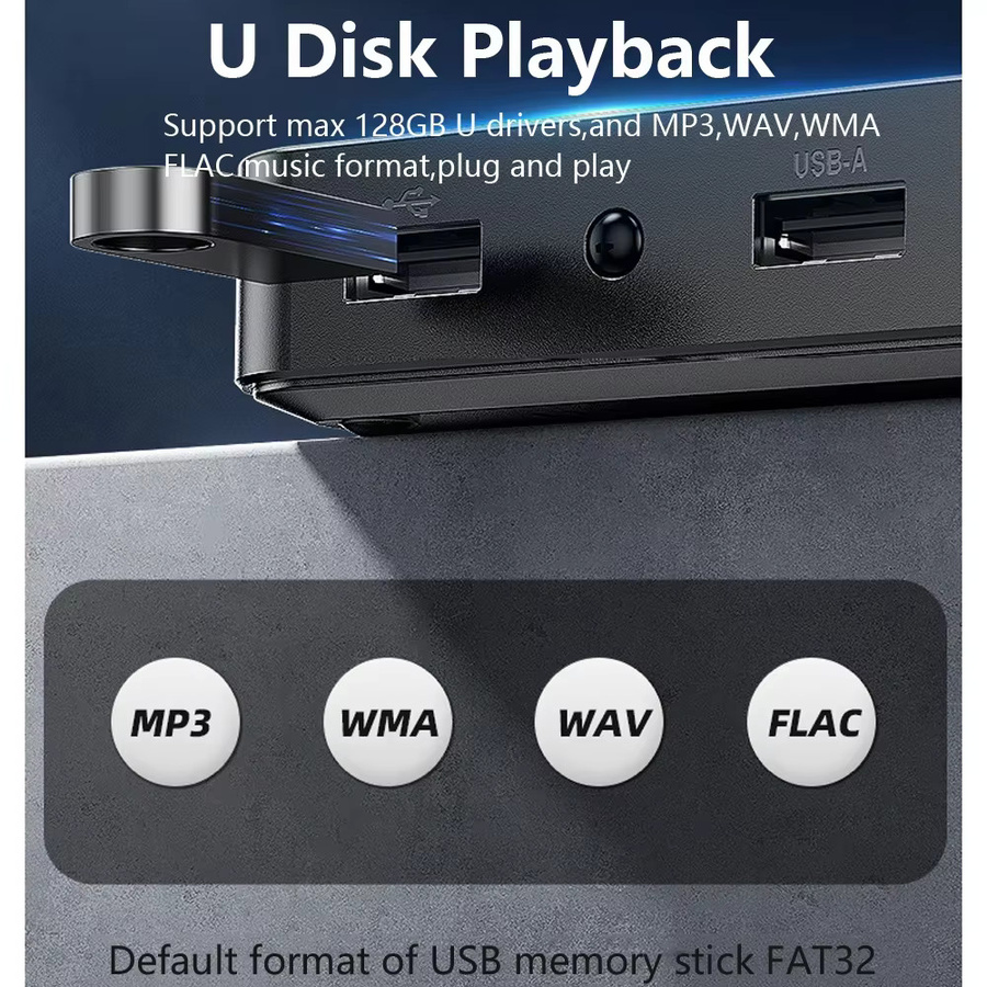kebidumei Bluetooth 6.0 Audio Receiver in Schwarz mit AUX 3,5mm, RCA und optischem Anschluss inklusive Fernbedienung für TV, PC und Lautsprecher - Bild 5