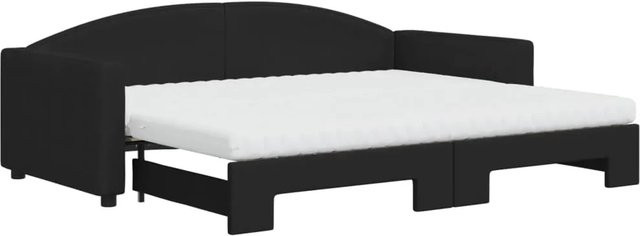 vidaXL Ausziehbares Tagesbett mit Matratzen in Schwarz aus Stoff und Metall mit Schaumstofffüllung B/T/H: 90 x 200 cm - Bild 1