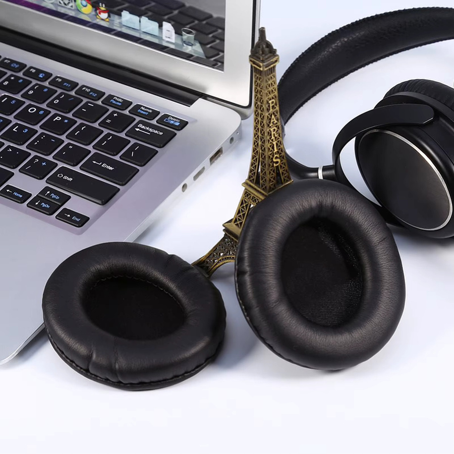 Ersatz-Ohrpolster aus PU-Leder in Schwarz für Pioneer, Sennheiser, Motorola, Razer, Panasonic und RAPOO Kopfhörer - Bild 2