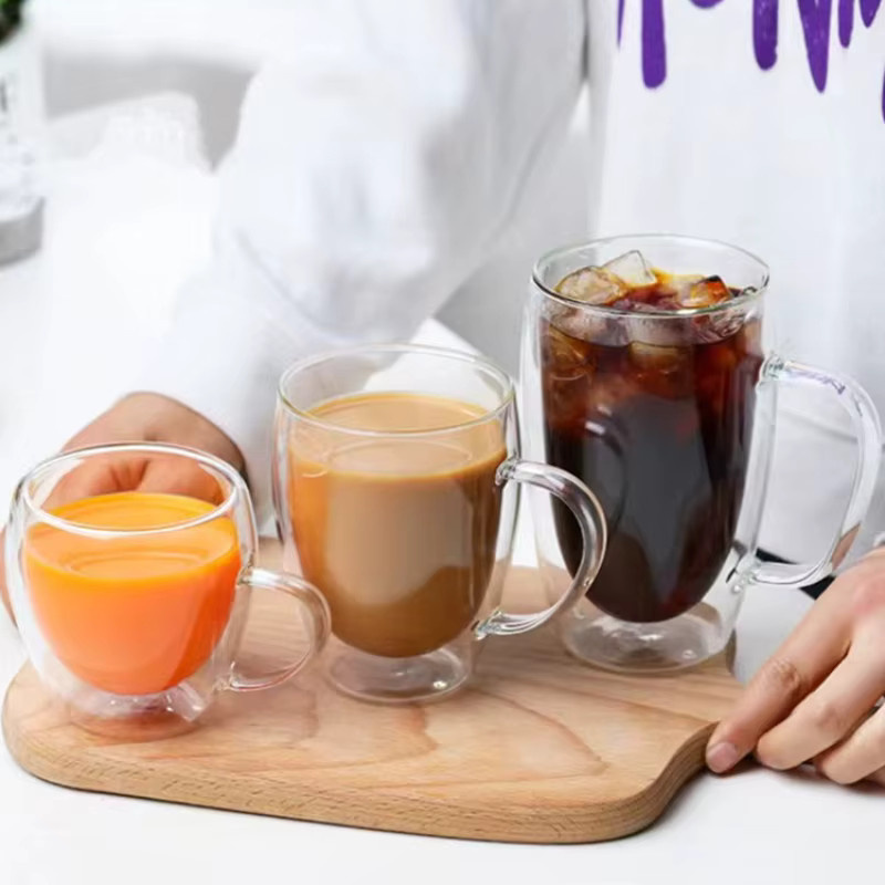 JUSTINLAU Doppelwandiger Glasbecher aus Borosilikatglas in Transparent, Hitzebeständige Kaffeetasse in Eiform mit Griff - Bild 2