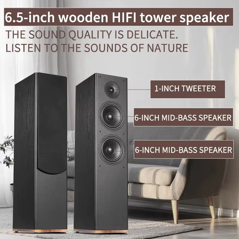 Tower 2.0 Frontlautsprecher in Schwarz, passiver HiFi-Standlautsprecher mit drei Frequenzbändern und Holzgehäuse für deine Heimstereoanlage - Bild 2