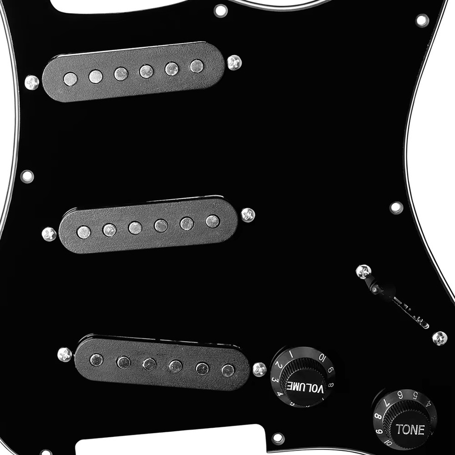 Irin E-Gitarre Schlagbrett mit vorverdrahteten Single Coil Pickups in Schwarz für FD ST Stil Gitarren, 11-Loch-Design - Bild 4