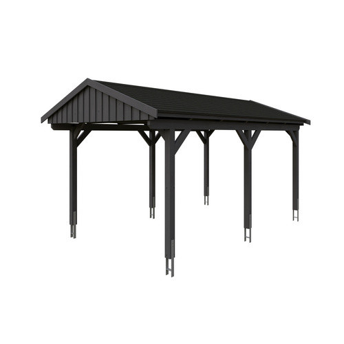 Skan Holz Carport Fichtelberg aus Fichte Leimholz in Grau mit Dachschindeln B: 317 cm, T: 566 cm, H: 303 cm - Bild 3