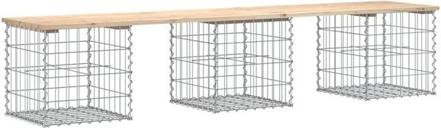 DELUKE Gartenbank Gabionen BIKS aus Stahl und Kiefernholz in Natur, B/T/H: 203 x 44 x 42 cm - Bild 1