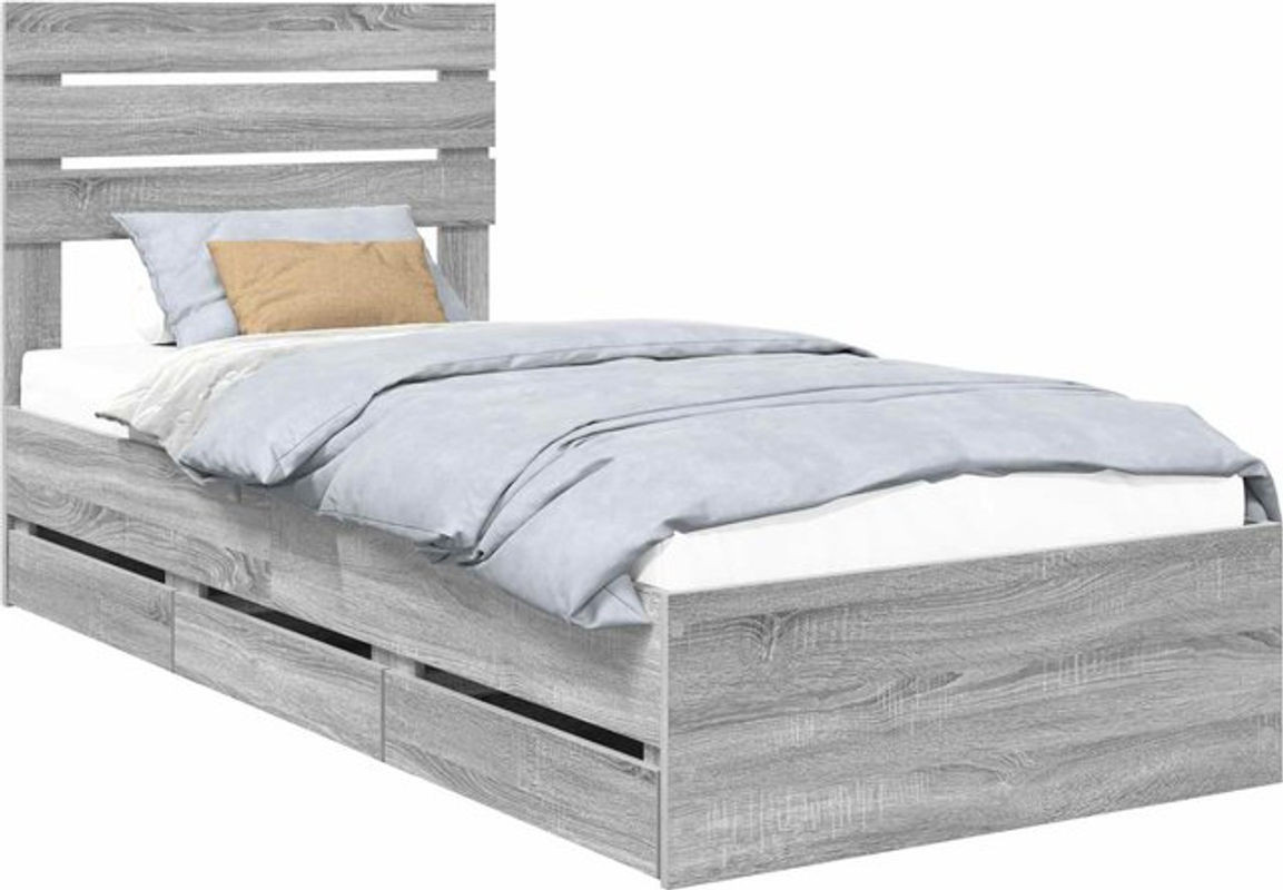 Modernes Funktionsbett vidaXL aus Holzwerkstoff in Grau, B/T/H: 75 x 190 cm - Bild 1
