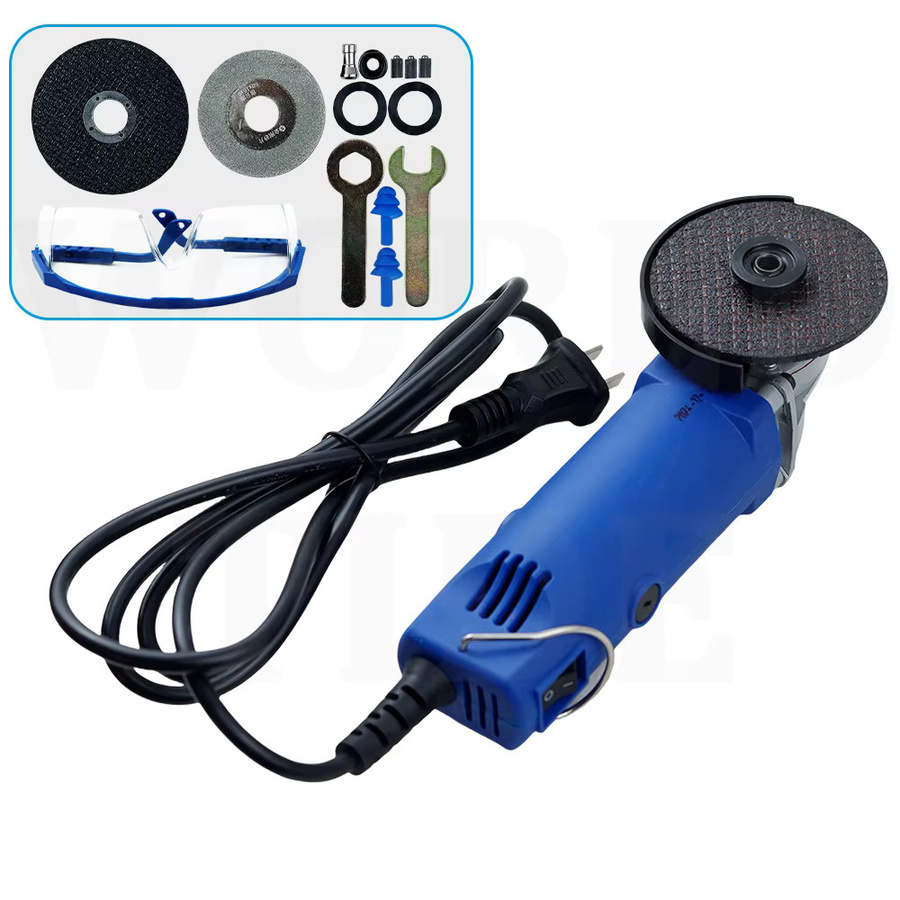 XMSJ Elektrischer Mini-Winkelschleifer mit 6 Geschwindigkeiten und variabler Drehzahl, 75 mm Poliermaschine und Schleifmaschine in Blau und Braun - Bild 4