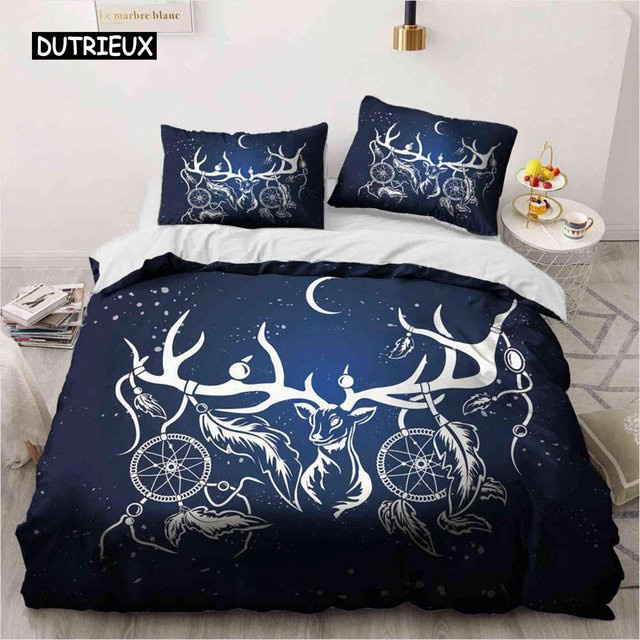 Traumfänger Tagesdecke im Boho Chic Design aus Polyester, Ethnische Bettwäsche mit Reißverschluss, B/T/H: 135 x 200 cm - Bild 1