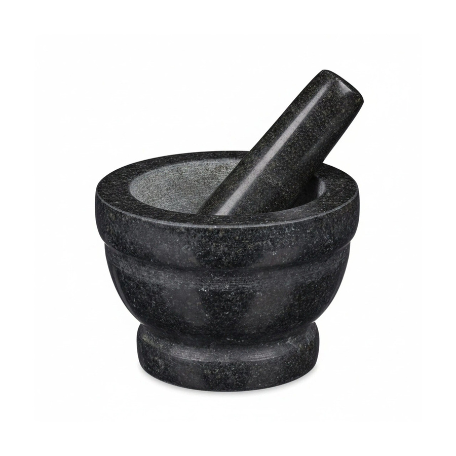 Relaxdays Mörser mit Stößel aus Granit in Grau, Breite: 14 cm, Tiefe: 10 cm - Bild 2