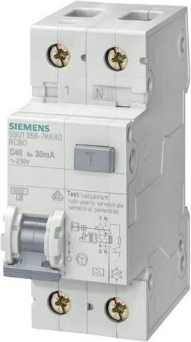Siemens RCBO FI-Schutzschalter und Leitungsschutzschalter 6A in Weiß - Bild 1