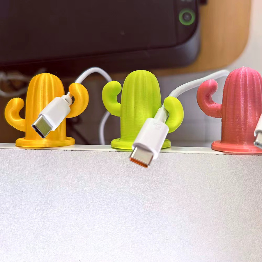 6 Stück Kaktus-Kabelwickler für USB-C Kabel, selbstklebende Kabelhalter Organizer in Multicolor aus Kunststoff für Schreibtisch und Büro - Bild 2