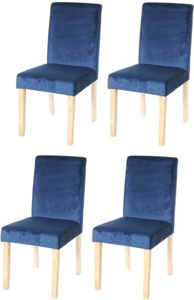 4er-Set MCW Esszimmerstühle Littau aus Samt in Petrol-Blau mit Massivholzbeinen im Retro Design - Bild 1
