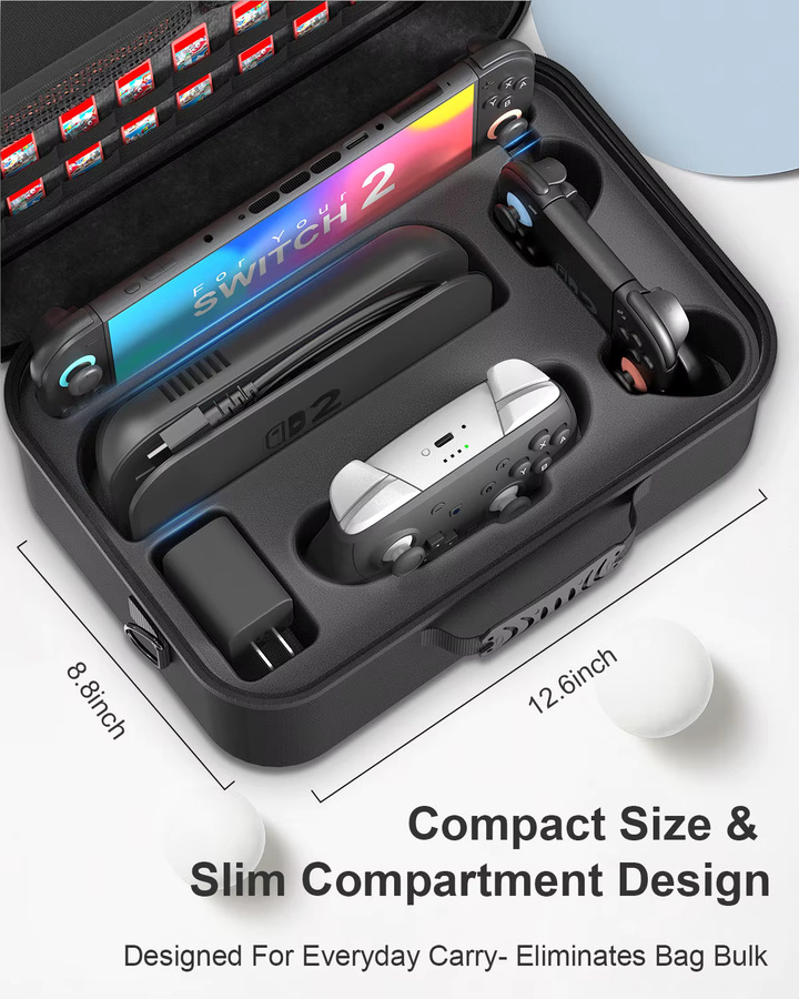 DEVASO Aufbewahrungsbox für Nintendo Switch 2 als Schulter-Cross-Rucksack in Schwarz und Silber - Bild 4