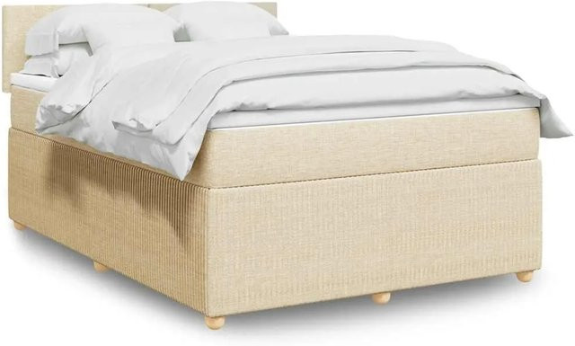 vidaXL Boxspringbett Hybrid mit Matratze Creme, B/T: 140 x 190 cm, mit USB-Ladeport und Unterbettbeleuchtung - Bild 1