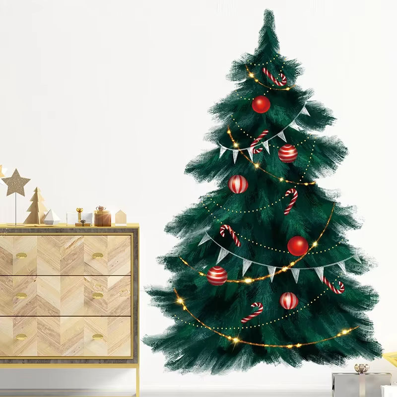 BRUP Weihnachtsbaum Wandaufkleber aus PVC in Dunkelgrün, Höhe: 95 cm - Bild 4