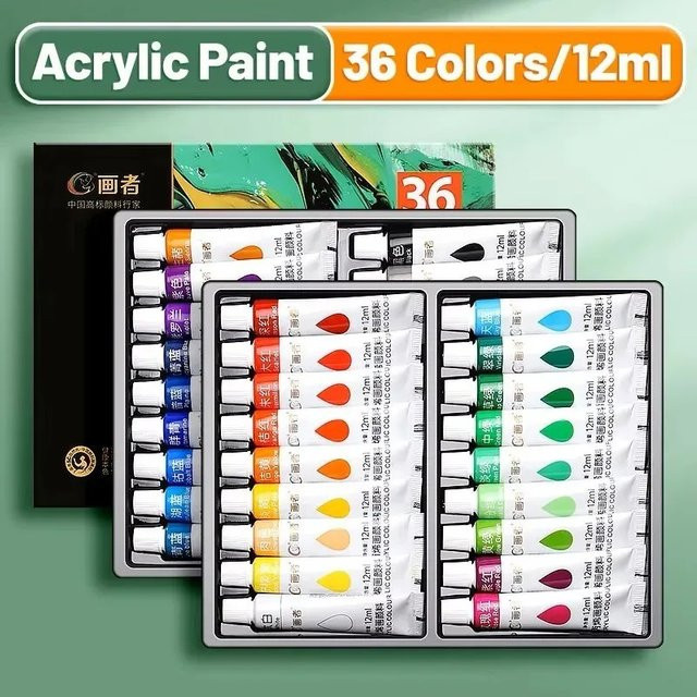 Acrylfarben-Set mit 12 bis 36 Farben in Multicolour, wasserfeste Kunstfarben für DIY-Handwerk, Zeichnen und Malen auf Leinwand, Stein oder Stoff, 5 ml oder 12 ml pro Tube - Bild 1