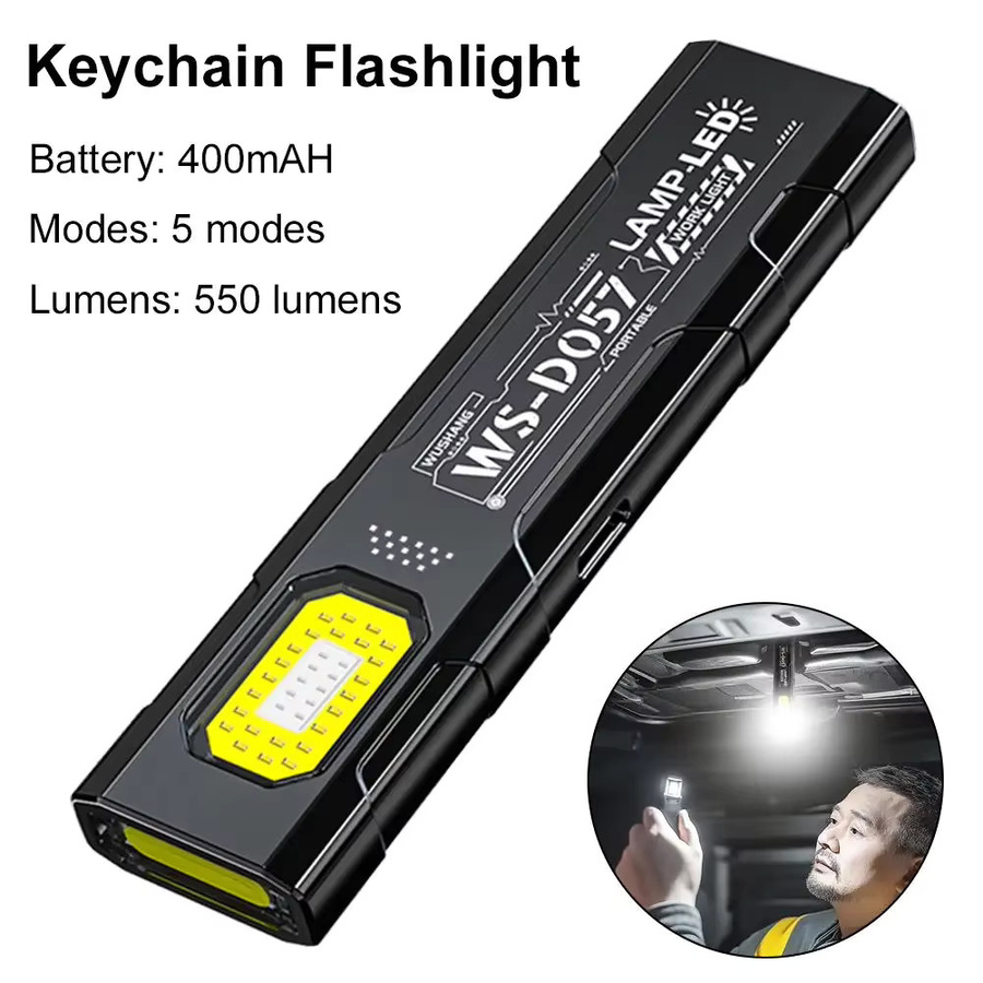 KDULIT LED COB Taschenlampe mit 600LM, wiederaufladbare Mini Taschenlampe mit Magnet und Flutlicht in Schwarz - Bild 4