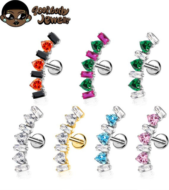 ZOORBODY JEWELRY Labret Piercing, Titan, Zirkonia, Silber, Unisex - Bild 1
