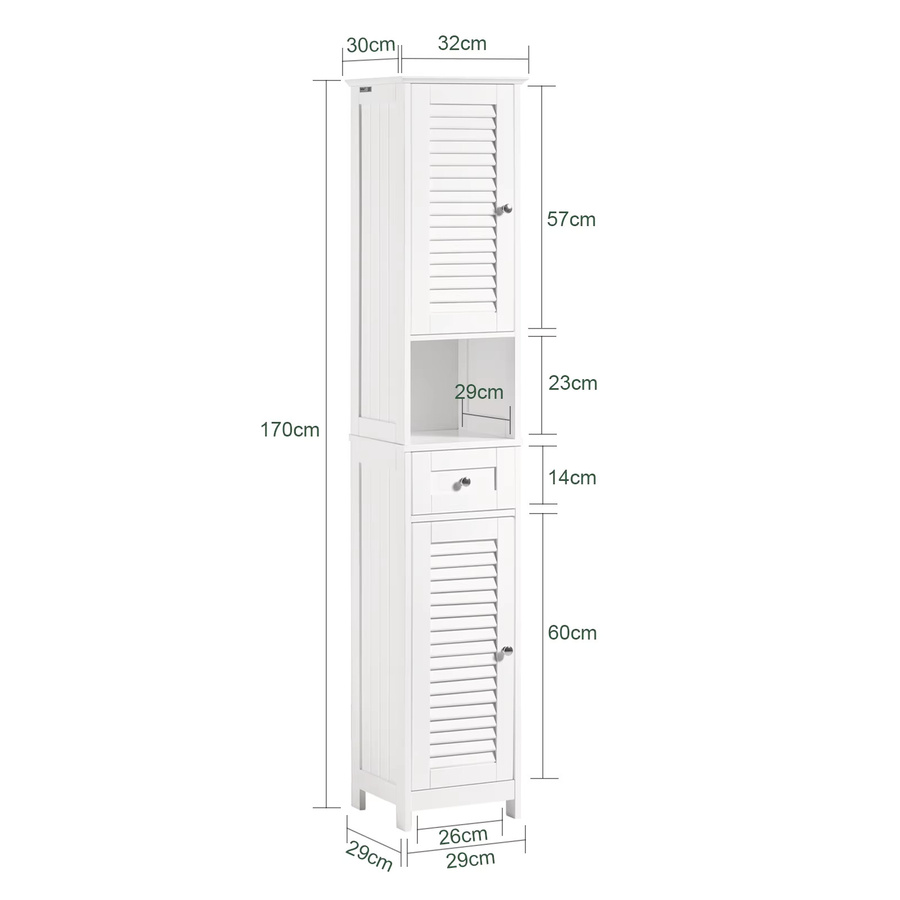 SoBuy FRG236 Badezimmer-Hochschrank in Dunkelgrau mit offenem Fach, Schublade und Türen - Bild 2