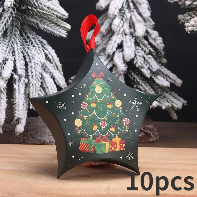WTEMPO Weihnachtsverpackungsbox in Sternform aus Papier, 10 Stück, Schwarz - Bild 1