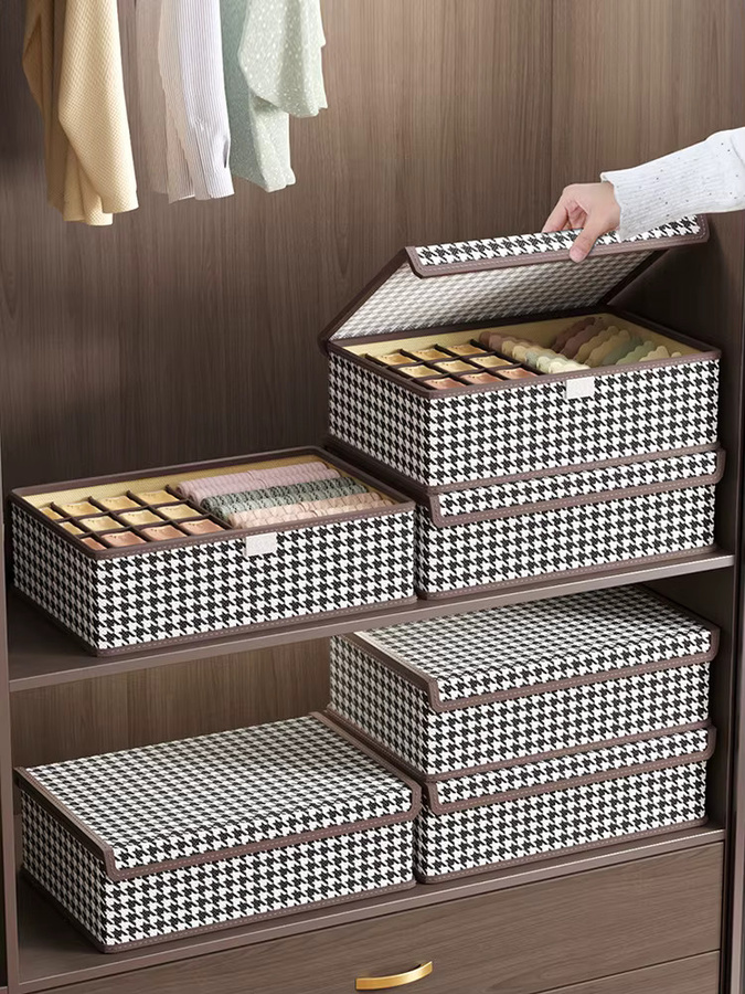 Faltbare Aufbewahrungsbox aus Stoff als Schubladen-Organizer und Unterwäsche-Organizer für Socken und Unterwäsche - Bild 4