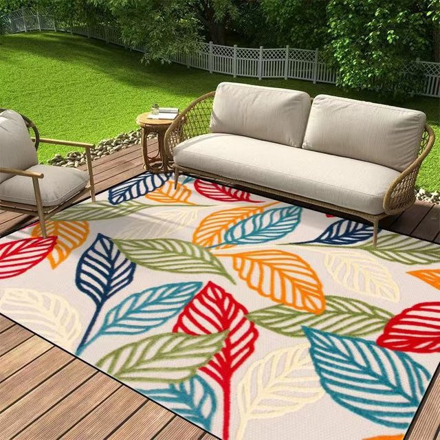 JGJG Moderner Blumiger Teppich mit Anti-Rutsch-Funktion für Outdoor und Innenbereich, B/T: 100 x 150 cm, Mehrfarbig - Bild 1
