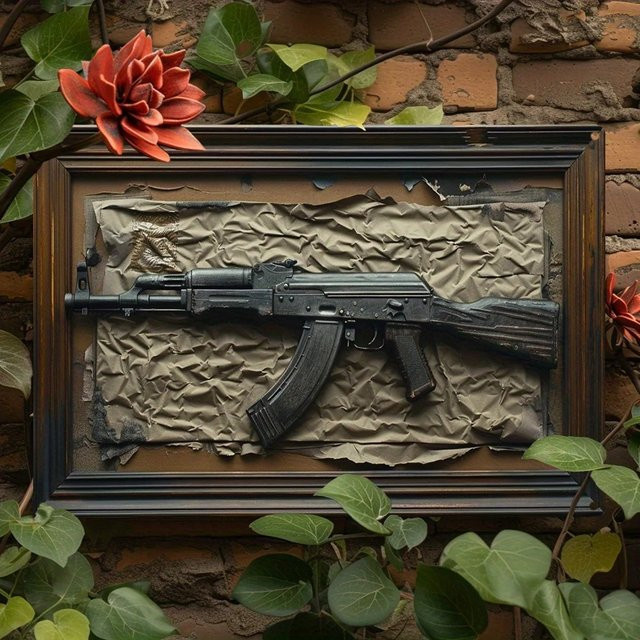 Vintage-Metallschild CIFBUY mit AK-47-Design und Frühlings- sowie Sommermotiv als Wanddekoration, Breite: 20,0 cm, Höhe: 20,0 cm - Bild 1