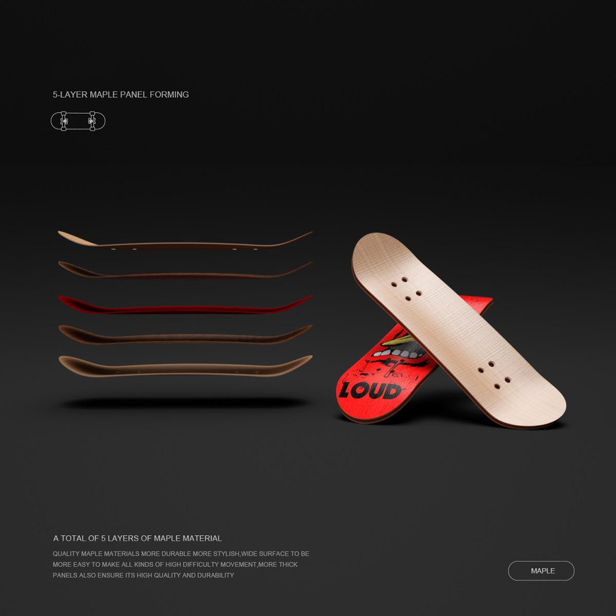 Bai Fen Bai Toys Fingerboard Fünfschichtiges Ahorn Mini-Skateboard ab 3-6 Jahre alt - Bild 3